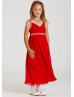 Beaded V Neck Chiffon Summer Wedding Flower Girl Dress 